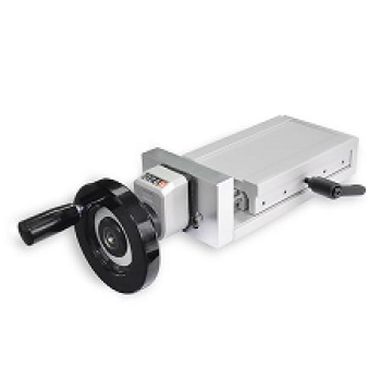 Verstellschlitten - Aluminium, mit Klemmhebel, Form D mit Drehknopf, b=30mm, Länge l1- Hub l2  50-5